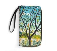 RKJVB Womens Wallet Multi-Pocket Long Wallet Exotic Tree Branch Sketch Cartoon Leather Wallet for Women Ultra Slim Thin Wallet with Zipper Pocket for Shopping Work, style, 19.7x10.5cm, Modern