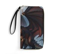 RKJVB Womens Wallet Multi-Pocket Long Wallet Fire Breathing Dragons Leather Wallet for Women Ultra Slim Thin Wallet with Zipper Pocket for Shopping Work, style, 19.7x10.5cm, Modern