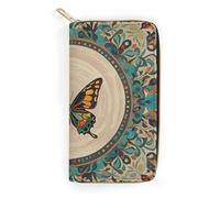 RKJVB Womens Wallet Multi-Pocket Long Wallet Flourishing Garden Butterfly Leather Wallet for Women Ultra Slim Thin Wallet with Zipper Pocket for Shopping Work, style, 19.7x10.5cm
