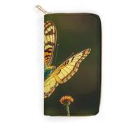 RKJVB Womens Wallet Multi-Pocket Long Wallet Flying Golden Butterfly Leather Wallet for Women Ultra Slim Thin Wallet with Zipper Pocket for Shopping Work, style, 19.7x10.5cm