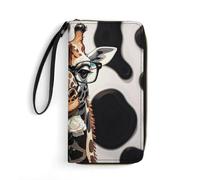 RKJVB Womens Wallet Multi-Pocket Long Wallet Giraffe Bites The Rose Leather Wallet for Women Ultra Slim Thin Wallet with Zipper Pocket for Shopping Work, style, 19.7x10.5cm, Modern