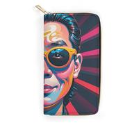 RKJVB Womens Wallet Multi-Pocket Long Wallet Interesting Face Pattern Leather Wallet for Women Ultra Slim Thin Wallet with Zipper Pocket for Shopping Work, style, 19.7x10.5cm
