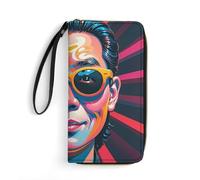 RKJVB Womens Wallet Multi-Pocket Long Wallet Interesting Face Pattern Leather Wallet for Women Ultra Slim Thin Wallet with Zipper Pocket for Shopping Work, style, 19.7x10.5cm, Modern