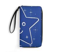 RKJVB Womens Wallet Multi-Pocket Long Wallet Interesting Face Star Leather Wallet for Women Ultra Slim Thin Wallet with Zipper Pocket for Shopping Work, style, 19.7x10.5cm, Modern