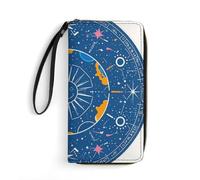 RKJVB Womens Wallet Multi-Pocket Long Wallet Interesting Sun Face Leather Wallet for Women Ultra Slim Thin Wallet with Zipper Pocket for Shopping Work, style, 19.7x10.5cm, Modern