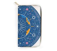 RKJVB Womens Wallet Multi-Pocket Long Wallet Interesting Sun Face Leather Wallet for Women Ultra Slim Thin Wallet with Zipper Pocket for Shopping Work, style, 19.7x10.5cm