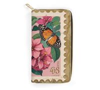RKJVB Womens Wallet Multi-Pocket Long Wallet Jiuzhong Ge Hua And Butterfly Leather Wallet for Women Ultra Slim Thin Wallet with Zipper Pocket for Shopping Work, style, 19.7x10.5cm