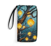 RKJVB Womens Wallet Multi-Pocket Long Wallet Lanterns Hang from The Trees Leather Wallet for Women Ultra Slim Thin Wallet with Zipper Pocket for Shopping Work, style, 19.7x10.5cm, Modern