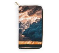 RKJVB Womens Wallet Multi-Pocket Long Wallet Magnificent Rainstorm Cloud Leather Wallet for Women Ultra Slim Thin Wallet with Zipper Pocket for Shopping Work, style, 19.7x10.5cm
