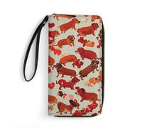 RKJVB Womens Wallet Multi-Pocket Long Wallet Many Romantic Dachshunds Leather Wallet for Women Ultra Slim Thin Wallet with Zipper Pocket for Shopping Work, style, 19.7x10.5cm, Modern