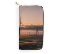 RKJVB Womens Wallet Multi-Pocket Long Wallet Misty Sunrise Leather Wallet for Women Ultra Slim Thin Wallet with Zipper Pocket for Shopping Work, style, 19.7x10.5cm