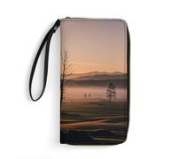 RKJVB Womens Wallet Multi-Pocket Long Wallet Misty Sunrise Leather Wallet for Women Ultra Slim Thin Wallet with Zipper Pocket for Shopping Work, style, 19.7x10.5cm, Modern