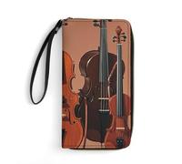 RKJVB Womens Wallet Multi-Pocket Long Wallet Monochrome String Instruments Leather Wallet for Women Ultra Slim Thin Wallet with Zipper Pocket for Shopping Work, style, 19.7x10.5cm, Modern