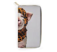 RKJVB Womens Wallet Multi-Pocket Long Wallet Pets Wearing Leopard Print Leather Wallet for Women Ultra Slim Thin Wallet with Zipper Pocket for Shopping Work, style, 19.7x10.5cm