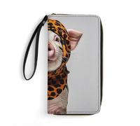 RKJVB Womens Wallet Multi-Pocket Long Wallet Pets Wearing Leopard Print Leather Wallet for Women Ultra Slim Thin Wallet with Zipper Pocket for Shopping Work, style, 19.7x10.5cm, Modern