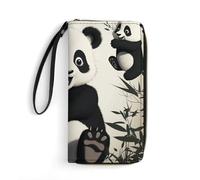 RKJVB Womens Wallet Multi-Pocket Long Wallet Playful Panda Leather Wallet for Women Ultra Slim Thin Wallet with Zipper Pocket for Shopping Work, style, 19.7x10.5cm, Modern