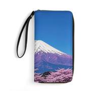 RKJVB Womens Wallet Multi-Pocket Long Wallet Purple Mount Fuji Leather Wallet for Women Ultra Slim Thin Wallet with Zipper Pocket for Shopping Work, style, 19.7x10.5cm, Modern