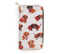 RKJVB Womens Wallet Multi-Pocket Long Wallet Romantic Sausage Dog Leather Wallet for Women Ultra Slim Thin Wallet with Zipper Pocket for Shopping Work, style, 19.7x10.5cm