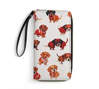 RKJVB Womens Wallet Multi-Pocket Long Wallet Romantic Sausage Dog Leather Wallet for Women Ultra Slim Thin Wallet with Zipper Pocket for Shopping Work, style, 19.7x10.5cm, Modern