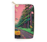 RKJVB Womens Wallet Multi-Pocket Long Wallet Science Fiction Style Robotic Car Leather Wallet for Women Ultra Slim Thin Wallet with Zipper Pocket for Shopping Work, style, 19.7x10.5cm