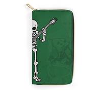 RKJVB Womens Wallet Multi-Pocket Long Wallet Skeleton Playing Guitar Leather Wallet for Women Ultra Slim Thin Wallet with Zipper Pocket for Shopping Work, style, 19.7x10.5cm
