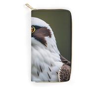 RKJVB Womens Wallet Multi-Pocket Long Wallet Spear Falcon, White Eagle Leather Wallet for Women Ultra Slim Thin Wallet with Zipper Pocket for Shopping Work, style, 19.7x10.5cm