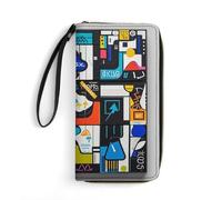 RKJVB Womens Wallet Multi-Pocket Long Wallet Street Art Leather Wallet for Women Ultra Slim Thin Wallet with Zipper Pocket for Shopping Work, style, 19.7x10.5cm, Modern