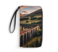 RKJVB Womens Wallet Multi-Pocket Long Wallet Sunset over Elevated Bridge Leather Wallet for Women Ultra Slim Thin Wallet with Zipper Pocket for Shopping Work, style, 19.7x10.5cm, Modern