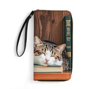 RKJVB Womens Wallet Multi-Pocket Long Wallet The Kitten Sleeps Leather Wallet for Women Ultra Slim Thin Wallet with Zipper Pocket for Shopping Work, style, 19.7x10.5cm, Modern