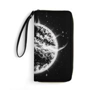 RKJVB Womens Wallet Multi-Pocket Long Wallet The Mysterious Burning of The Sun Leather Wallet for Women Ultra Slim Thin Wallet with Zipper Pocket for Shopping Work, style, 19.7x10.5cm, Modern