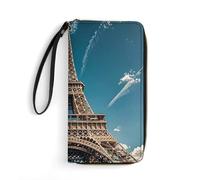 RKJVB Womens Wallet Multi-Pocket Long Wallet The Towering Iron Tower Leather Wallet for Women Ultra Slim Thin Wallet with Zipper Pocket for Shopping Work, style, 19.7x10.5cm, Modern