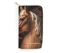 RKJVB Womens Wallet Multi-Pocket Long Wallet Top Carpenter's Horse Head Leather Wallet for Women Ultra Slim Thin Wallet with Zipper Pocket for Shopping Work, style, 19.7x10.5cm