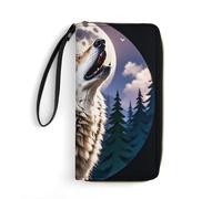 RKJVB Womens Wallet Multi-Pocket Long Wallet Wolves Leather Wallet for Women Ultra Slim Thin Wallet with Zipper Pocket for Shopping Work, style, 19.7x10.5cm, Modern