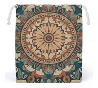 RKJVB Wreath Mandala Flower Drawstring Bags Dust-proof Storage Bag Breathable Canvas Bag Reusable Muslin Bag for Party Wedding Xmas Gift Bag