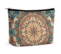 RKJVB Wreath Mandala Flower Makeup Bag for Women Portable Cosmetic Bag Waterproof Toiletry Bag Storage Bag Large Makeup Pouch Aesthetic Handheld Makeup Bag for Travel Work, style, One Size