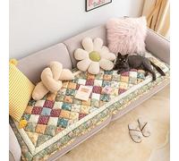 RKK Bohemian Patchwork Sofa Cover Cotton Quilted Couch Cover Floor Mat Floral Print Sectional Non-Slip Soft Sofa Slipcover Furniture Protector For Kids, Dogs, Cats(B,70 * 150cm/27.5 * 59.1")