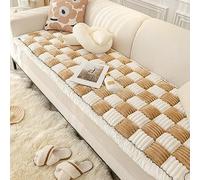 RKK Magic Couch Sofa Covers Boho Cotton Quilted Funny Cotton Protective Couch Cover for Dogs Non-Slip Couch Cover, Bay Window Cushion Seat(Khaki,70 * 210cm)
