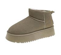 RKK Winter Ankle Boots For Women, Mini Platform Boots Women's Warm Short Ankle Boots Plush Lined Faux Suede Cozy Mule Classic Women's Snow Boots(Khaki,6)