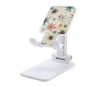 Rkklvbns 360° Rotating Cell Phone Stand, Folding Atomic Stars Retro Pattern Phone Stand for Office Accessories, Adjustable Height and Angle Phones Holder White for Desktop, Chair, Home