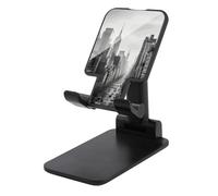 Rkklvbns 360° Rotating Cell Phone Stand, Folding Black and White New York Phone Stand for Office Accessories, Adjustable Height and Angle Phones Holder Black for Desktop, Chair, Home
