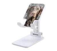 Rkklvbns 360° Rotating Cell Phone Stand, Folding Brown Labrador Retriever Phone Stand for Office Accessories, Adjustable Height and Angle Phones Holder White for Desktop, Chair, Home