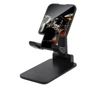 Rkklvbns 360° Rotating Cell Phone Stand, Folding Drummer Phone Stand for Office Accessories, Adjustable Height and Angle Phones Holder Black for Desktop, Chair, Home