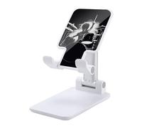 Rkklvbns 360° Rotating Cell Phone Stand, Folding Drummer Phone Stand for Office Accessories, Adjustable Height and Angle Phones Holder White for Desktop, Chair, Home