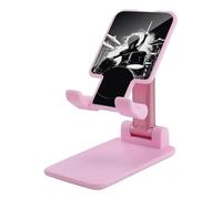 Rkklvbns 360° Rotating Cell Phone Stand, Folding Drummer Phone Stand for Office Accessories, Adjustable Height and Angle Phones Holder Pink for Desktop, Chair, Home