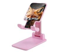 Rkklvbns 360° Rotating Cell Phone Stand, Folding Funny Fox Creature Sleeping Phone Stand for Office Accessories, Adjustable Height and Angle Phones Holder Pink for Desktop, Chair, Home