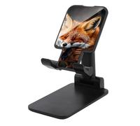 Rkklvbns 360° Rotating Cell Phone Stand, Folding Funny Fox Creature Sleeping Phone Stand for Office Accessories, Adjustable Height and Angle Phones Holder Black for Desktop, Chair, Home