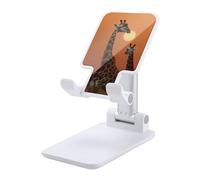 Rkklvbns 360° Rotating Cell Phone Stand, Folding Giraffe at Sunset Phone Stand for Office Accessories, Adjustable Height and Angle Phones Holder White for Desktop, Chair, Home