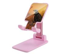 Rkklvbns 360° Rotating Cell Phone Stand, Folding Golden Sunset Bald Eagle Phone Stand for Office Accessories, Adjustable Height and Angle Phones Holder Pink for Desktop, Chair, Home