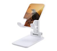 Rkklvbns 360° Rotating Cell Phone Stand, Folding Golden Sunset Bald Eagle Phone Stand for Office Accessories, Adjustable Height and Angle Phones Holder White for Desktop, Chair, Home