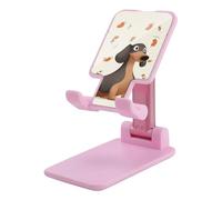 Rkklvbns 360° Rotating Cell Phone Stand, Folding I Love My Dog Dachshunds Phone Stand for Office Accessories, Adjustable Height and Angle Phones Holder Pink for Desktop, Chair, Home